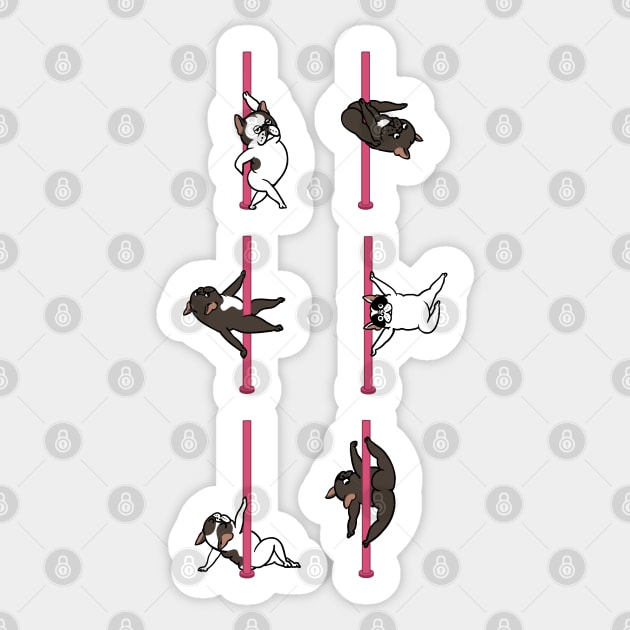 French Bulldog Pole Dancing Club Sticker by huebucket